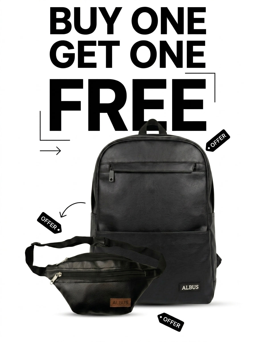 S1 Premium Leather Backpack + One Fanny Bag Free – Albus